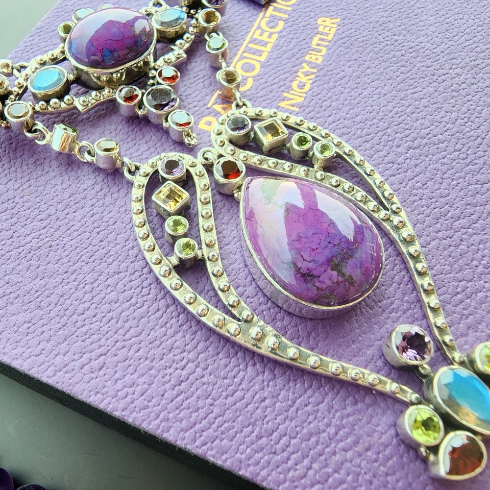 NICKY BUTLER RAJ Limited #35/75 Multi Gemstone NB Necklace 925 Sterling Silver - Picture 4 of 14